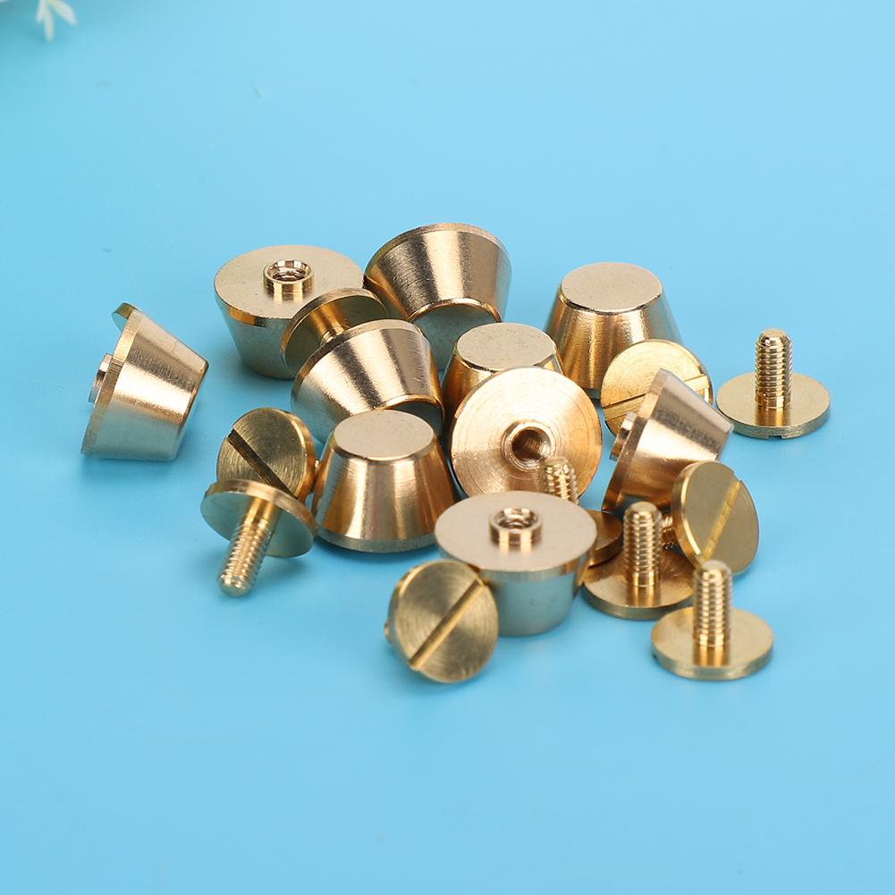 10Pcs Feet Nailhead Purse Handbag Luggage Flat Stud Rivet 12mm Brass Material Leather Craft
