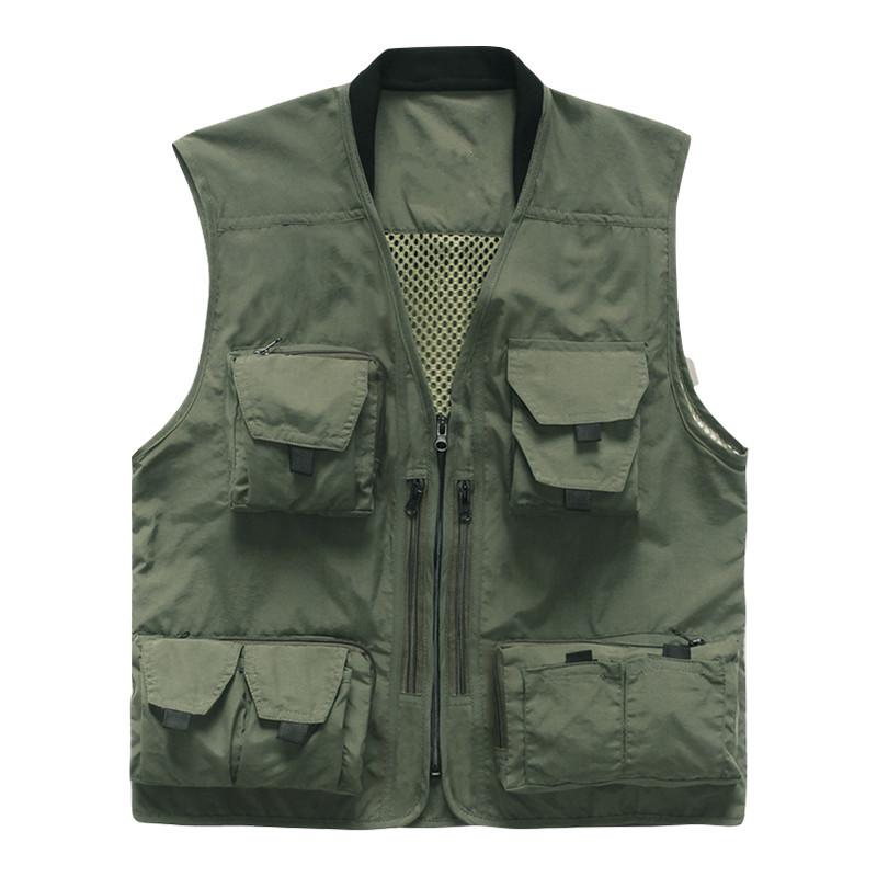 Men's Breathable Multi-Pocket Workwear Vest - Customizable Logo for Outdoor Volunteers