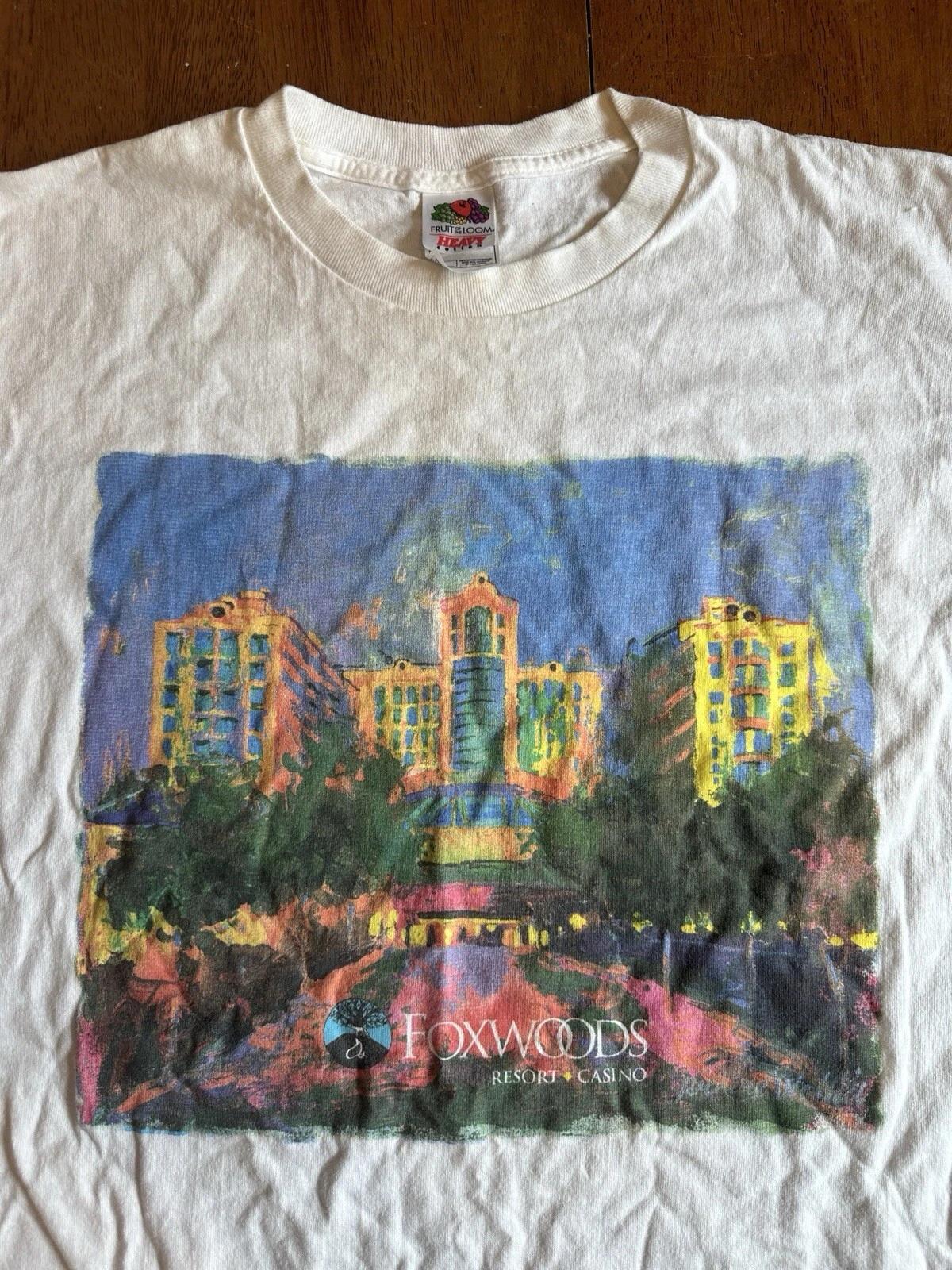Vintage Y2K Foxwoods Casino T-Shirt Large Watercolor Painting Connecticut 3XL