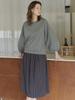 Avang Check Pleated Banding Skirt - Navy