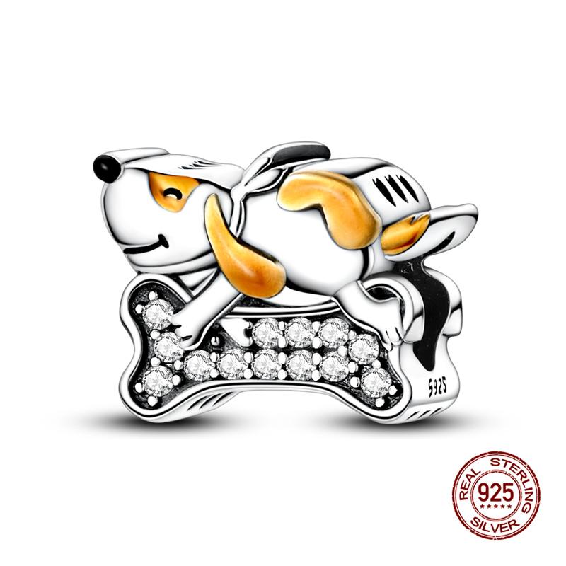 New In Original Charms Copper Cute Panda Holding Heart-Shaped Charms Beads Fit 3Mm Original Bracelet Women Diy Jewelry Gifts