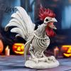 Spooky Gothic Home Ornament Halloween Skeleton Rooster, Lifelike Chicken Decoration, Animal Festival Gift for Collectors Bone Statue Desktop