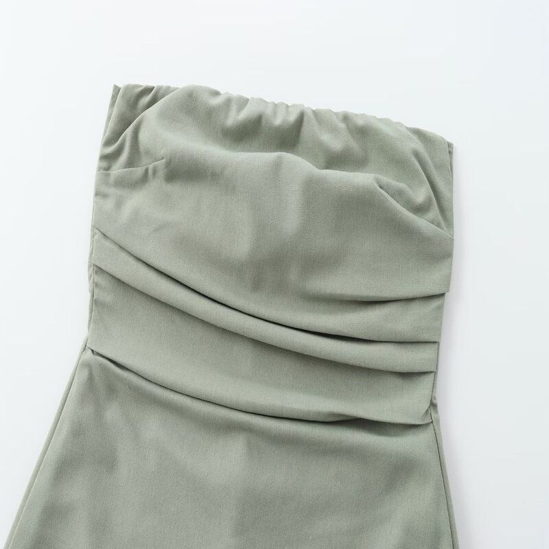 Fashion Style Summer New Women's Clothing Back Bows Trim Linen Blend Short Jumpsuit 8009709