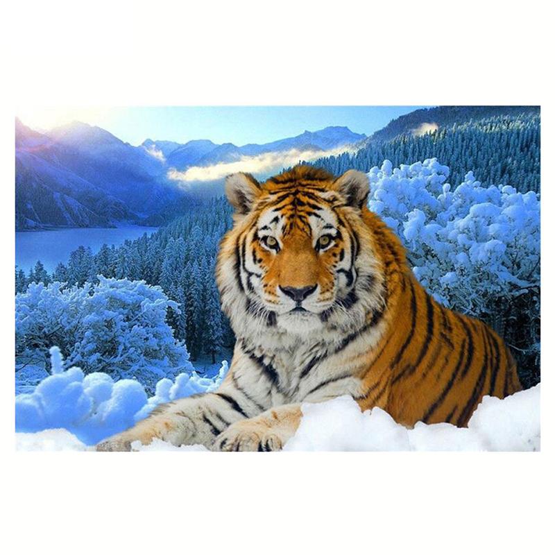 

5D Ручная алмазная живопись Мозаика Работа Tigert Полный дрель Кваре / Круглый Алмазный Вышивка Подарок или Украшение