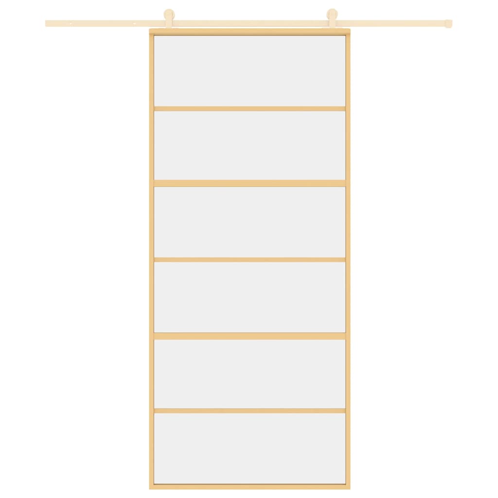 Sliding Door Golden 90x205 Cm Tempered Clear Glass and Aluminum