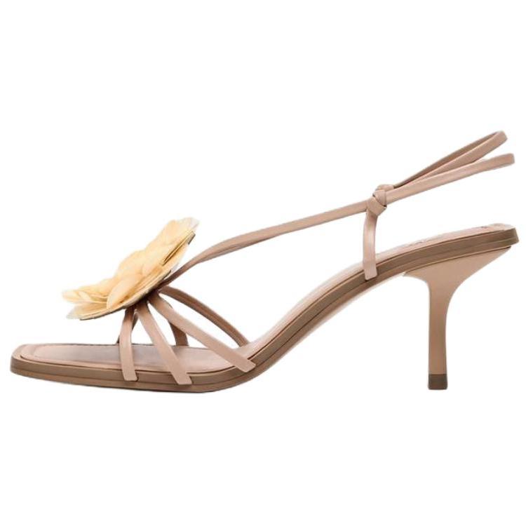 ZARA Pointed Toe Kitten Heel Sandals Beige Womens 2312510098 37