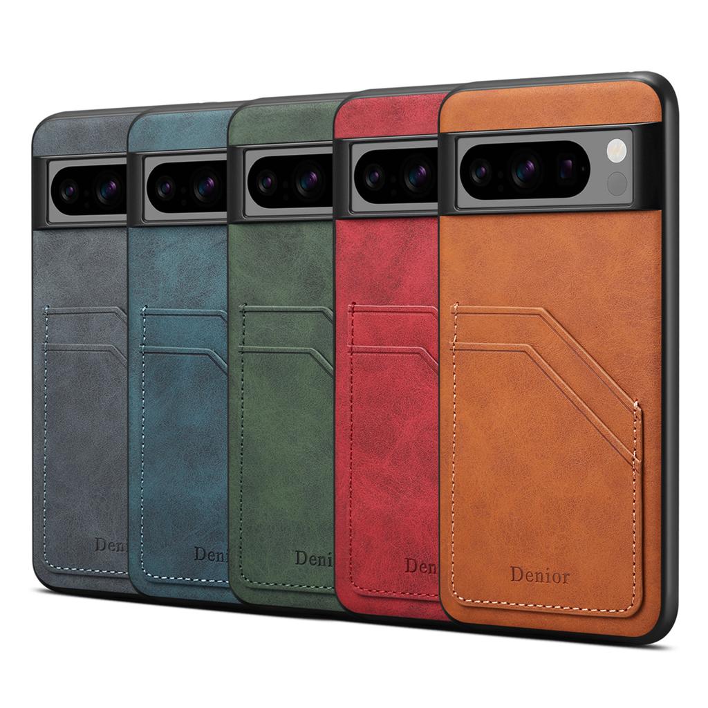 DENIOR For Google Pixel 8 Pro Cell Phone Case Retro Dual Card Slots Back Shell