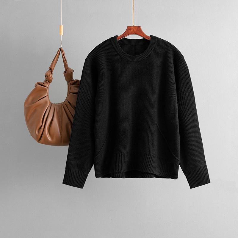 Knitted Round Neck Sweater For Autumn And Winter Simple And Loose Base Top Sweater