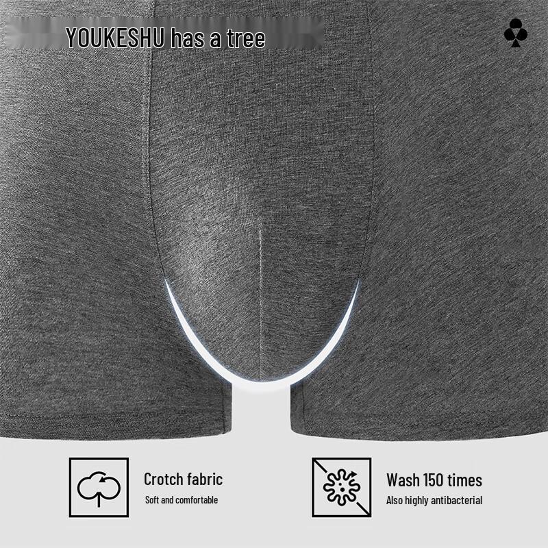 Youkeshu Men's Pure Cotton 7A Antibacterial Boxer Briefs