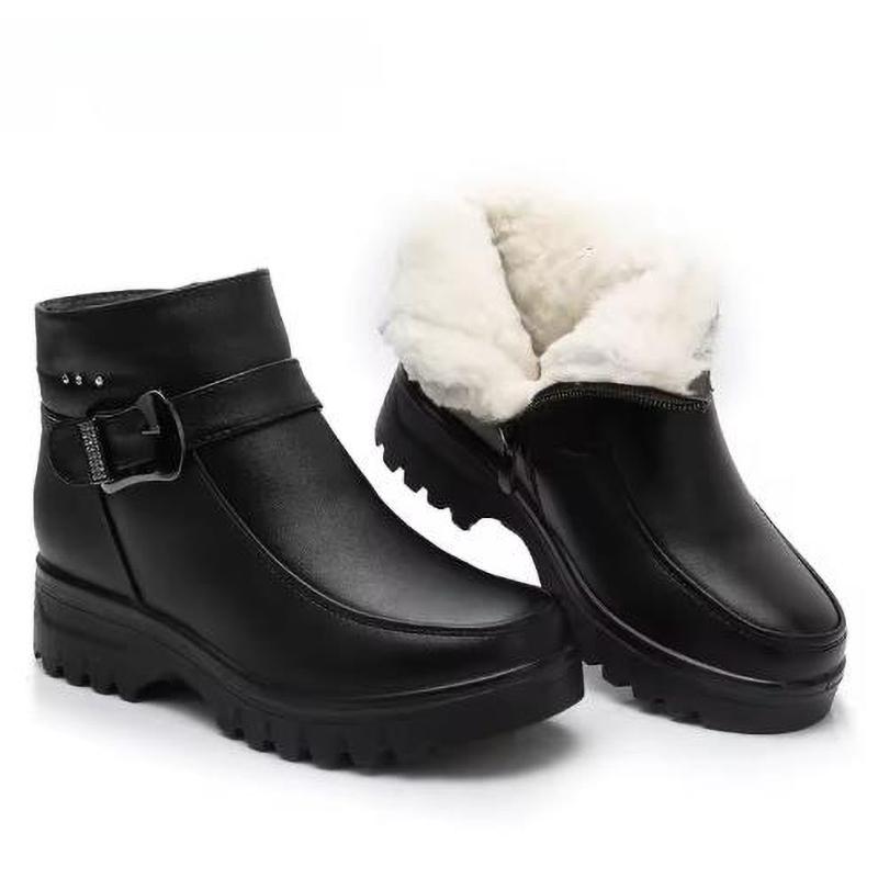 

Модные зимние женские ботильоны, толстый плюш, теплые, снежные, водонепроницаемые, нескользящие ботильоны 34EU/CN35 чёрный