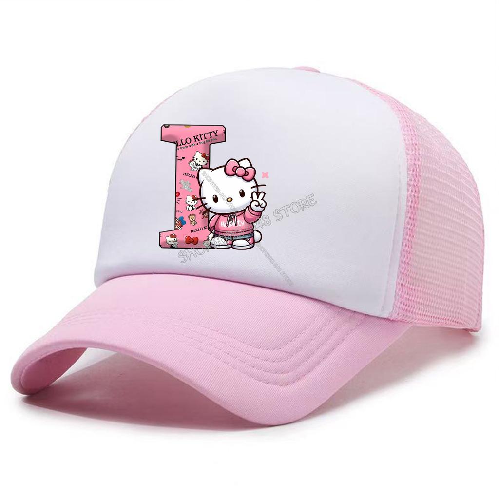 Hello Kitty Baseball Cap for Kids Adult Cartoon Letter Mesh Cap Kawaii Peaked Hat Pink Summer Cap Girls Woman Accessories Gift
