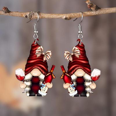 Charming Christmas Gnome & Santa Acrylic Earrings with Stainless Steel Hooks - Cute Holiday Classic Style