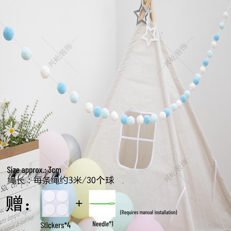 Children’s Room Pompon Bunting Decoration - Birthday Party Tent Backdrop Ornament