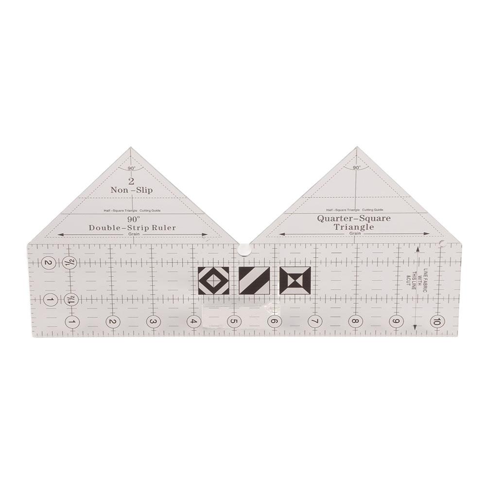 Ruler Grids 45/60/90 Degree Double Strip Ruler Transparent Acrylic Non Slip Quarter Triangle Cutting Guide for Sewing
