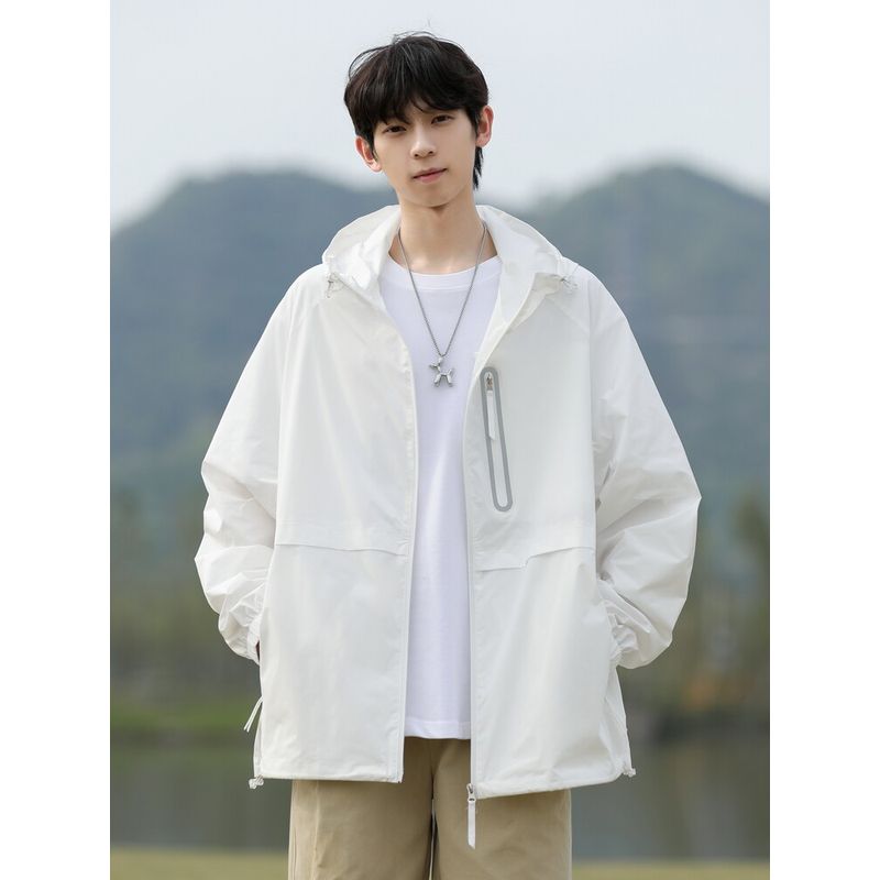 Wassup Cooling Upf50+ High Protection Sunscreen Jacket for Men, Uv Protection, Lightweight, Quick-Drying, Outdoor Simple Hooded Jacket