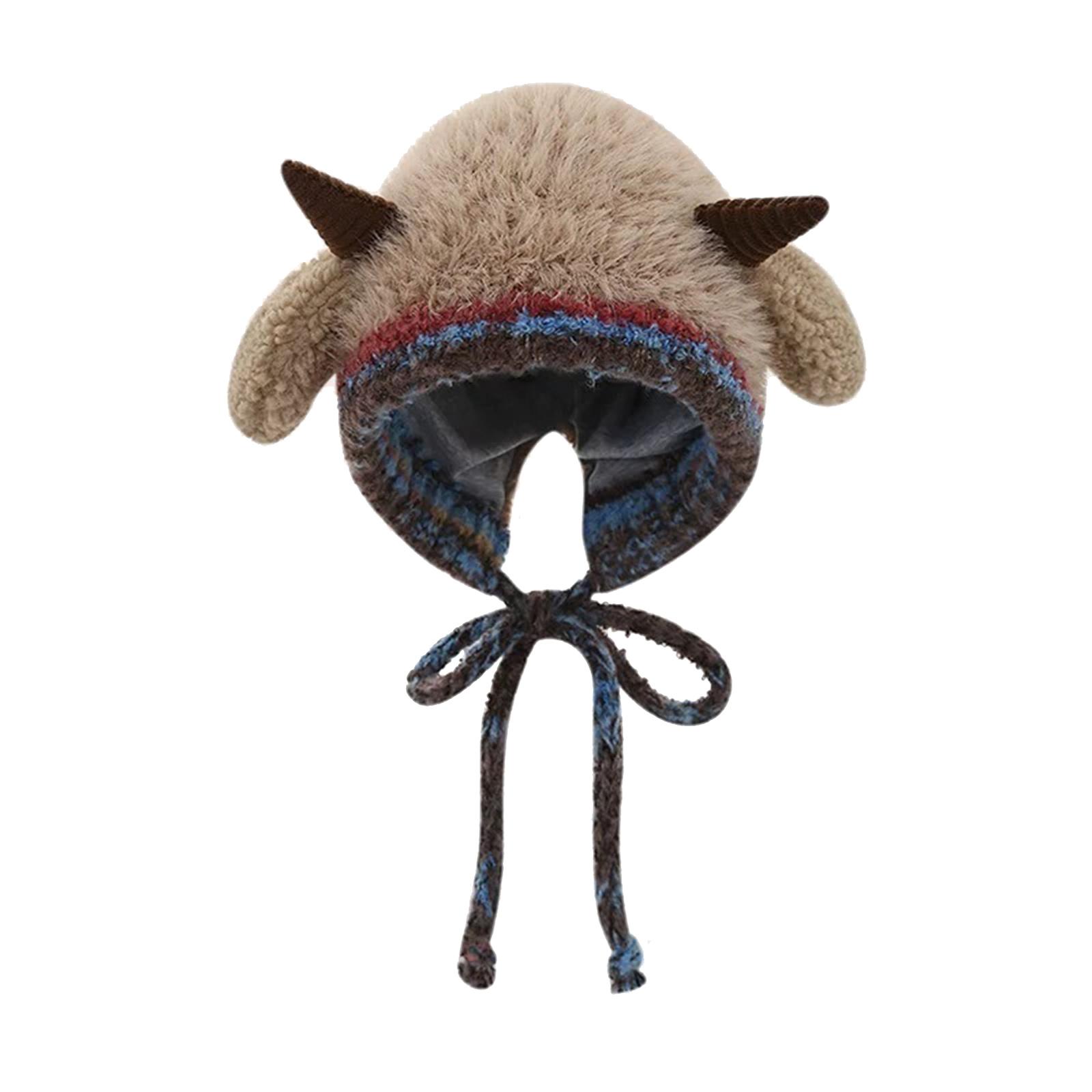 

Knitted Hats In And Winter, With Plush Called For Warmth, Wrapped In Ear , And Woolen Hats One Size хакі