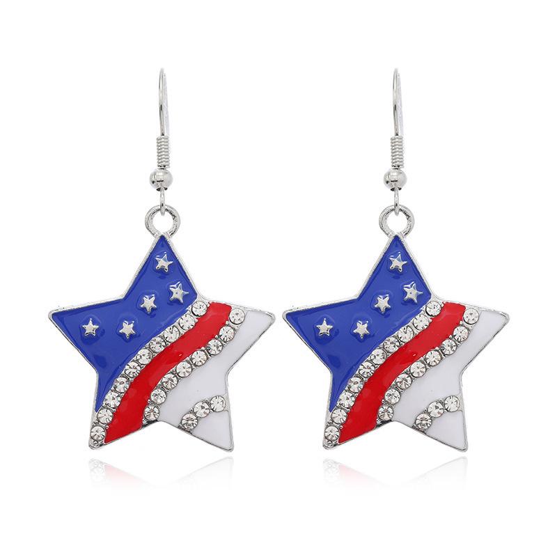 Patriotic Flag Slippers and Earrings - Red, White, and Blue Stripes for American Independence Day