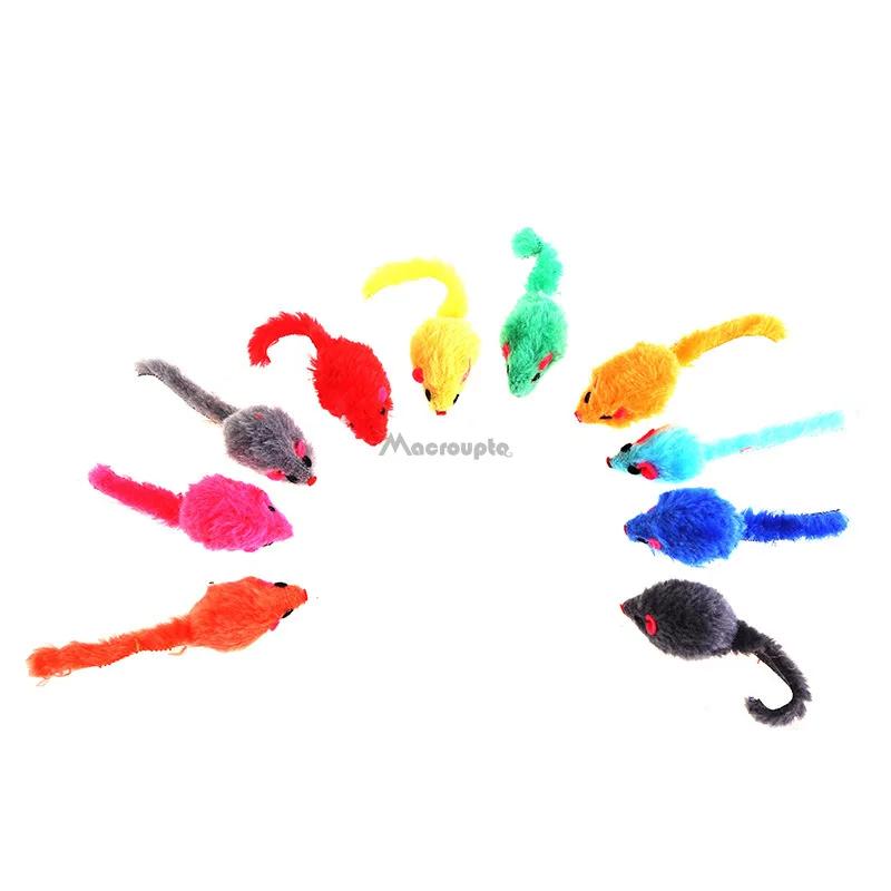 5Pcs Furry Plush Cat Toy Soft Solid Interactive Mice Mouse Toys for Funny Kitten Pet Cats Playing Scratch Training Game Supplies