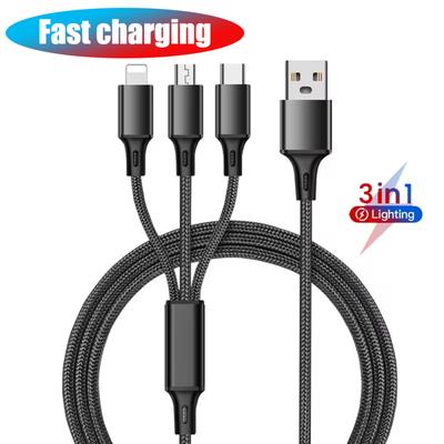3in1 iPhone-Datenkabel für iOS Android Schnellladegerät Micro USB Typ-C Datenkabel für iPhone 14 13 12 11 X 8 Samsung Xiaomi Huawei