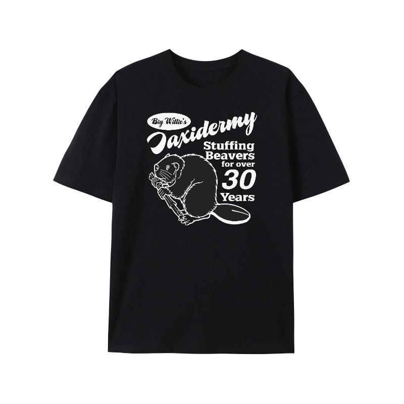 

European sizes Men s Funny Taxidermy T-Shirt Offensive Stuffing Beavers Shirts Hunting Tees 4XL чорний