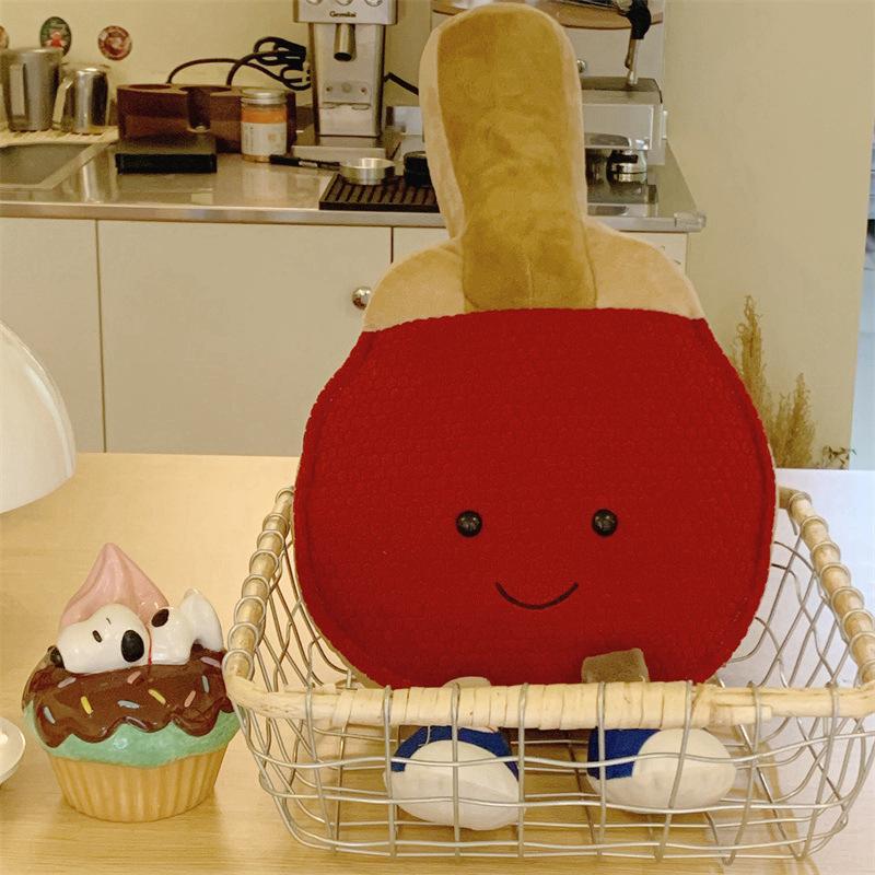 Creative Simulation Table Tennis Racket Pillow Plush Toy Puppet Doll