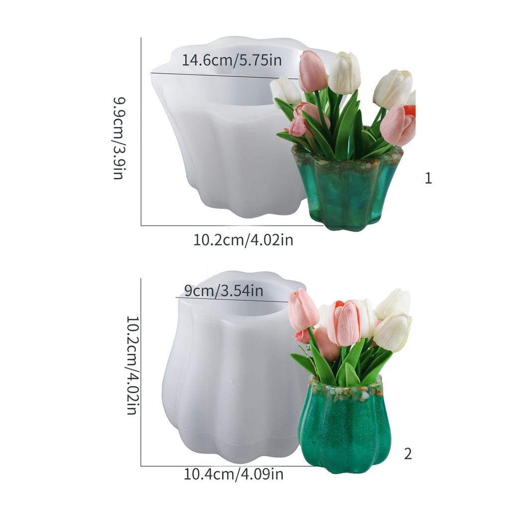 Vasi per Fiori Stampo in Silicone Vaso Ondulato in Pizzo Ornamenti Stampo Decorazioni per la Casa Stampo per Resina di Succulente Artigianato Fatto a Mano