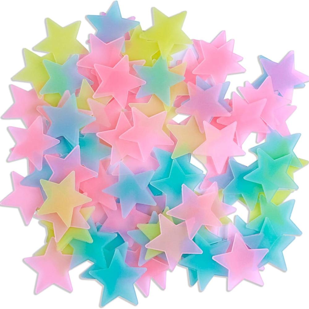 100/500pc Glow-in-the-Dark Star Stickers Self-Adhesive Luminous Wall Decals Festive Ambiance Ceiling Decor for Home Room Bedroom