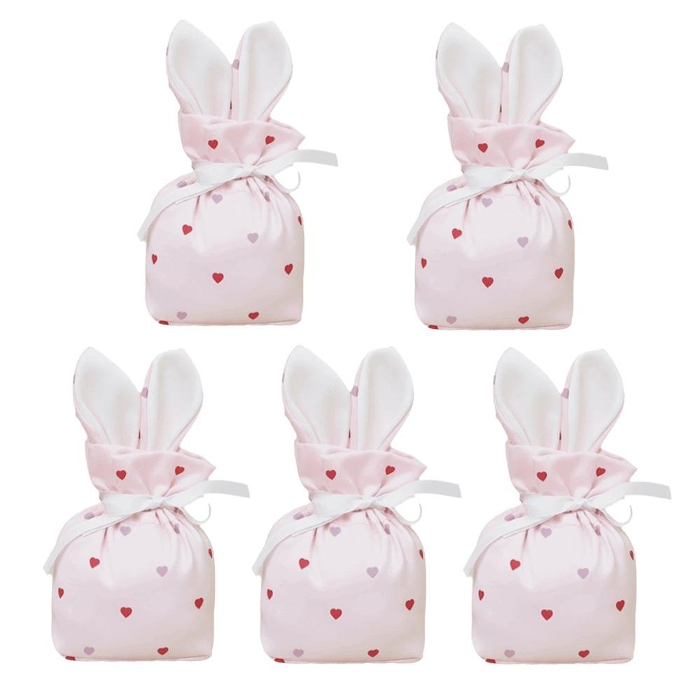 5 Pcs/Set Durable Rabbit Ears Drawstring Bags Reusable Candy Packaging Box  Holiday Decor