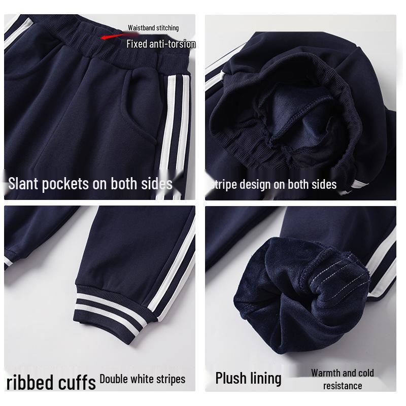 Donkerblauwe fluwelen gevoerde schoolbroek voor kinderen voor Herfst/Winter