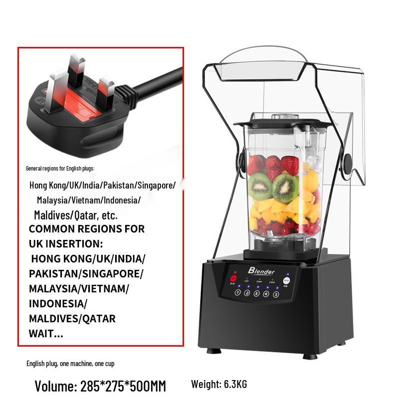 Commercial Soundproof Smoothie Maker and Ice Crusher Blender with Cover