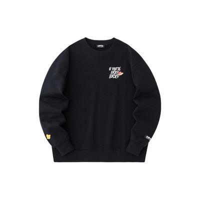 Anta Lifestyle Series Printed Letter Round Neck Pullover Sweatshirt Unisex Sweatshirt Black 172348701-3