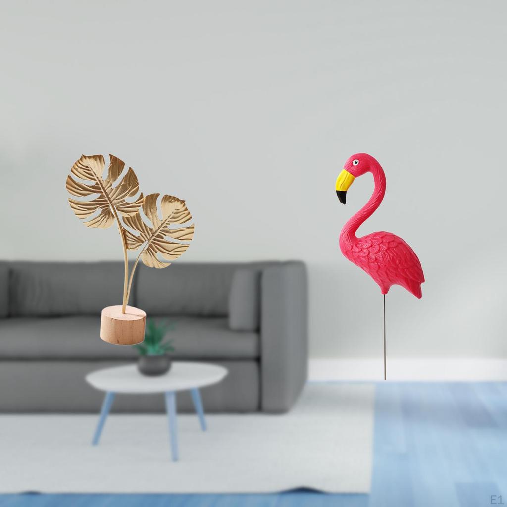 Nordic Abstract Metal Sculpture Figurine with Bird Statue Flamingo Garden Stake Ornament for