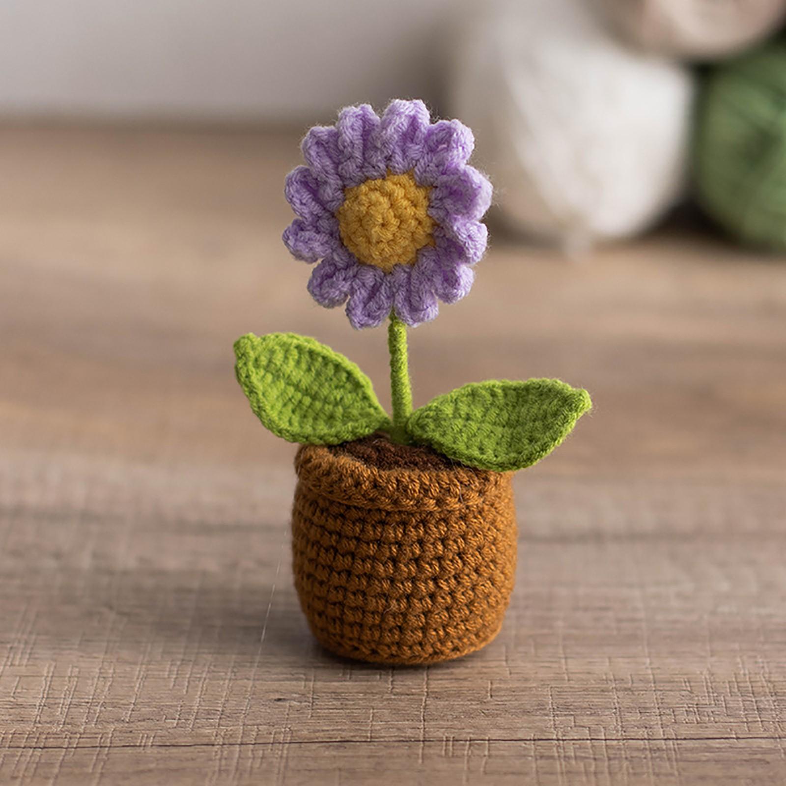 

Вязаная крючком корзина с подсолнухами, ручная вязка, имитация подсолнуха, украшения в горшках, праздничные подарки One Size