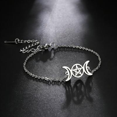 Lemegeton Stainless Steel  Goddess Bracelet Women's Stainless Steel Pentagram Pendant Bracelet Magic Pentagram Jewelry Gift