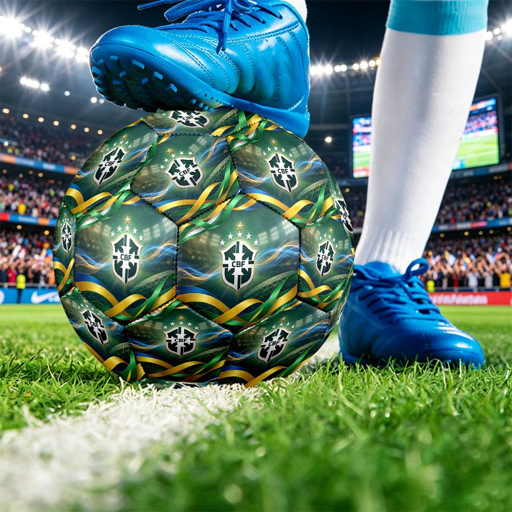 Pallone da Calcio Stampato Brasile Taglia 5 Resistente all'Usura Standard per Allenamento Adulti Regalo per tifosi per Partite Sportive Indoor Outdoor