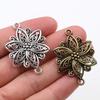 40x28mm 5pcs Antique Silver Color Plated Bronze Flower Handmade Charms Pendant DIY for Bracelet Necklace Jewelry Making Supplies