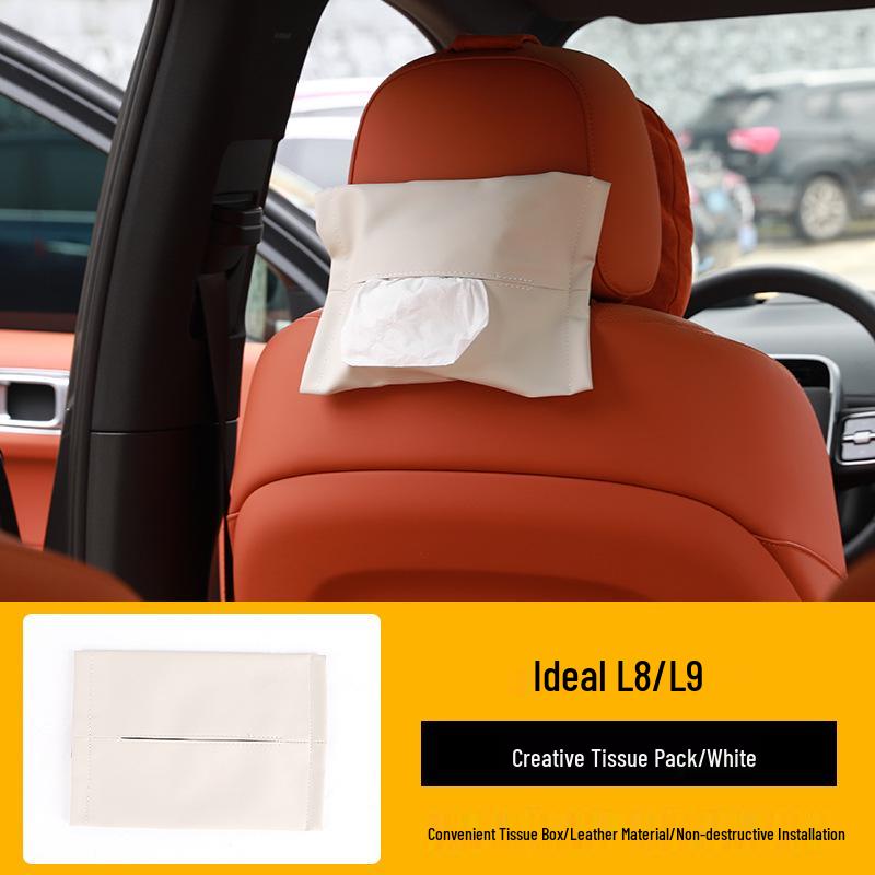 Ideal Car Tissue Box with Headrest Strap - Perfect for L7/L8/L9 Models, Essential Drawstring Paper Case