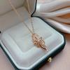 Luxury  Rose Gold Color Crystal Flower Pendant Necklace For Women Shiny Natural Zircon Accessories Daily Fine Jewelry