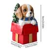 Lively Holiday Dog Statue Christmas Desktop Decor Adorable Christmas Puppy Resin Ornament for Desk Home Office Decorations