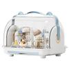 Baby Bottle Storage Box with Lid Dustproof Drying Rack Plastic Cabinet   for Toddler Tablewares