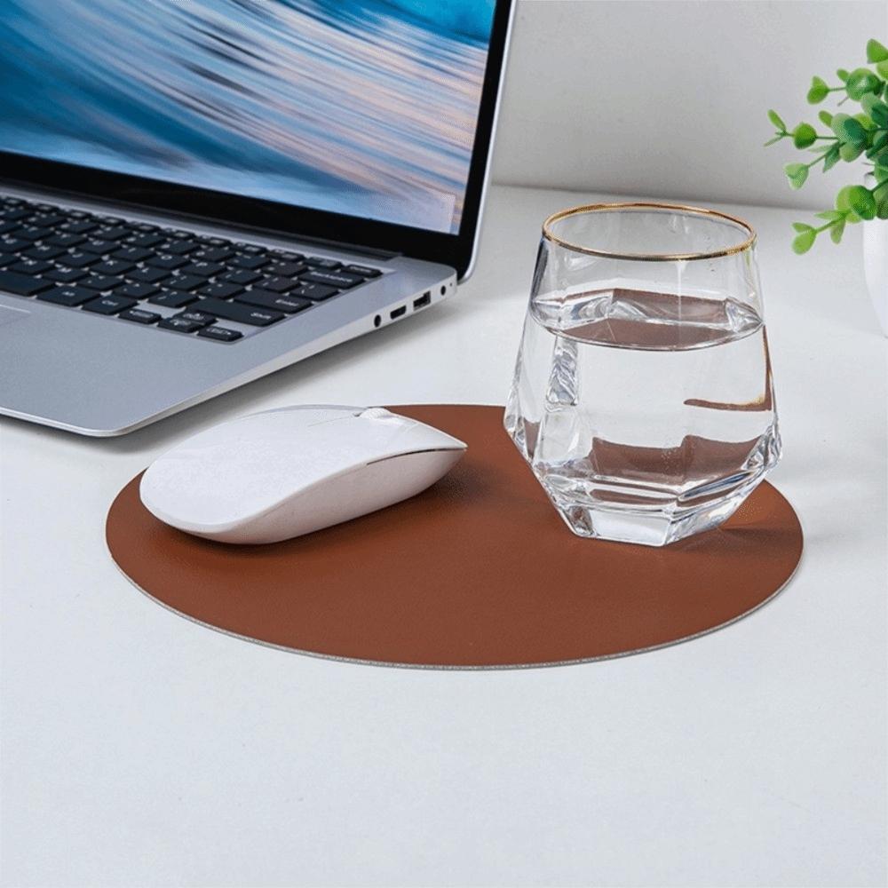 Waterproof Leather Mouse Pad Double-side Round Mouse Pad Simple Design Mouse Mat