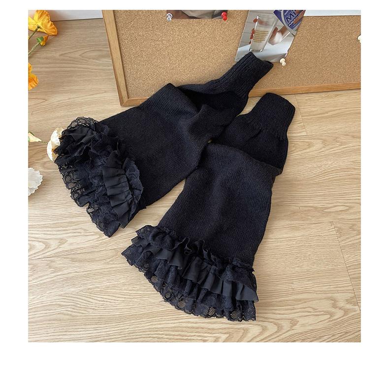 Multi-layer Lace Trim Flared Y2K Sexy Lolita Cute Girl Soft Mid-Calf Breathable Daily Solid Color Polyester Knitted Leg Warmers
