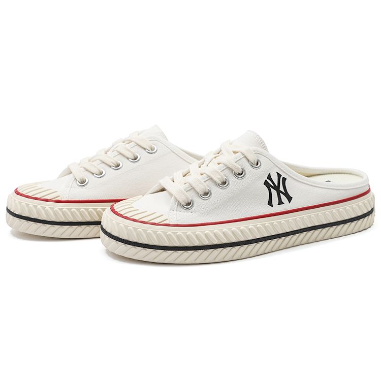 MLB Playball Mule Casual Half-Slip Comfortable Non-Slip Wear-Resistant Lightweight Low-Top Canvas Shoes Unisex Sneakers White 3AMUUA11N-50WHS