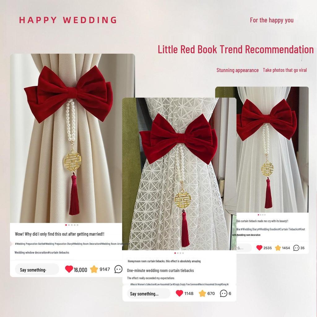 Elegante rote Vorhanghalter für Hochzeits- oder Wohnzimmerdekoration – Paar