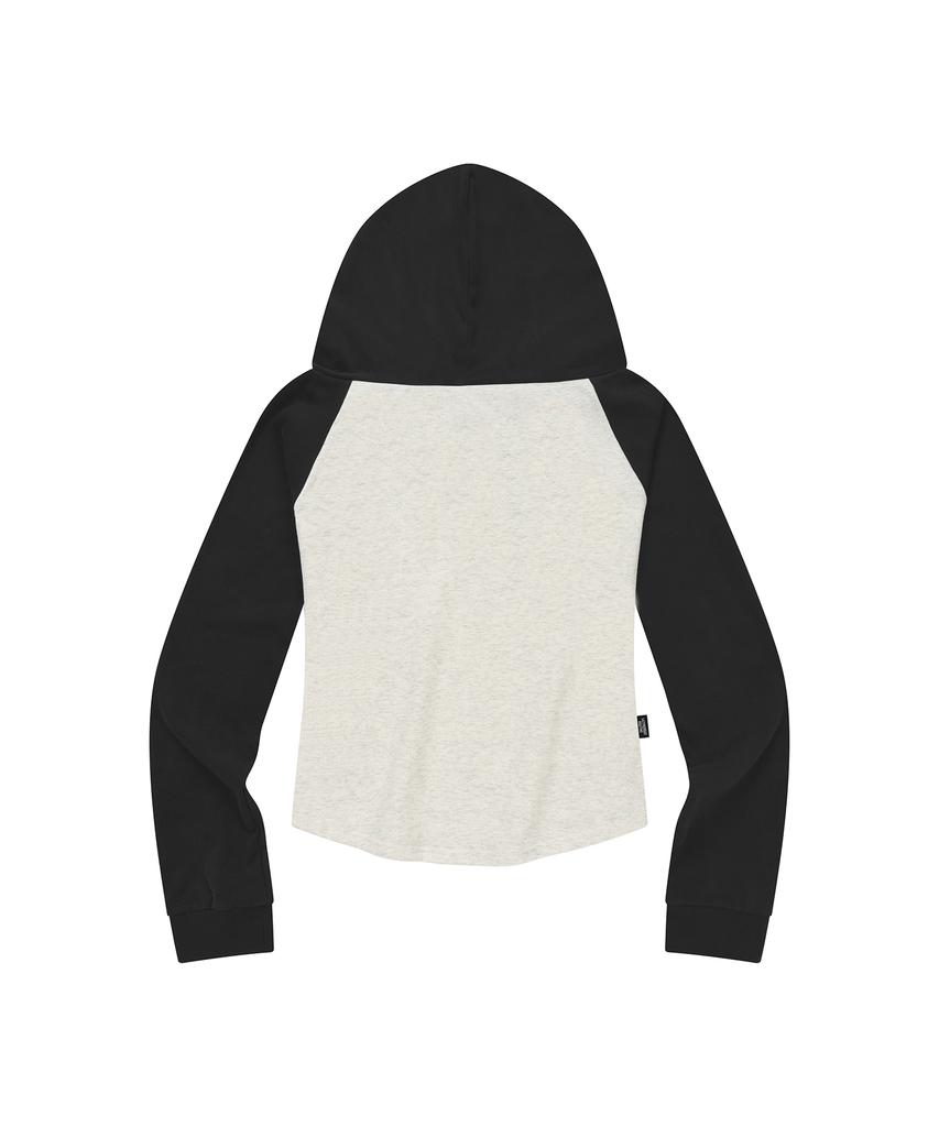 LMR Off-Shoulder Lettering Graphic Hoodie Long Sleeve T-Shirt Oatmeal