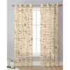Antique Egyptian Mural Prints Transparent Drapes for Living Room Decoration Window Panel Drapes Cooking Area Soft Tulle Light Voile Silk-like Fabric