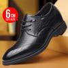 New autumn men's shoes business dress leather shoes British trendy men's pointed head lace-up inner height increase 2025 comfortable