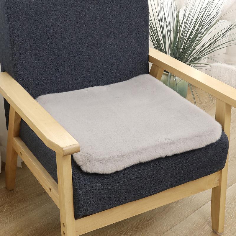 Thick Faux Rabbit Fur Seat Cushion for Office/Car - Perfect for Autumn & Winter
