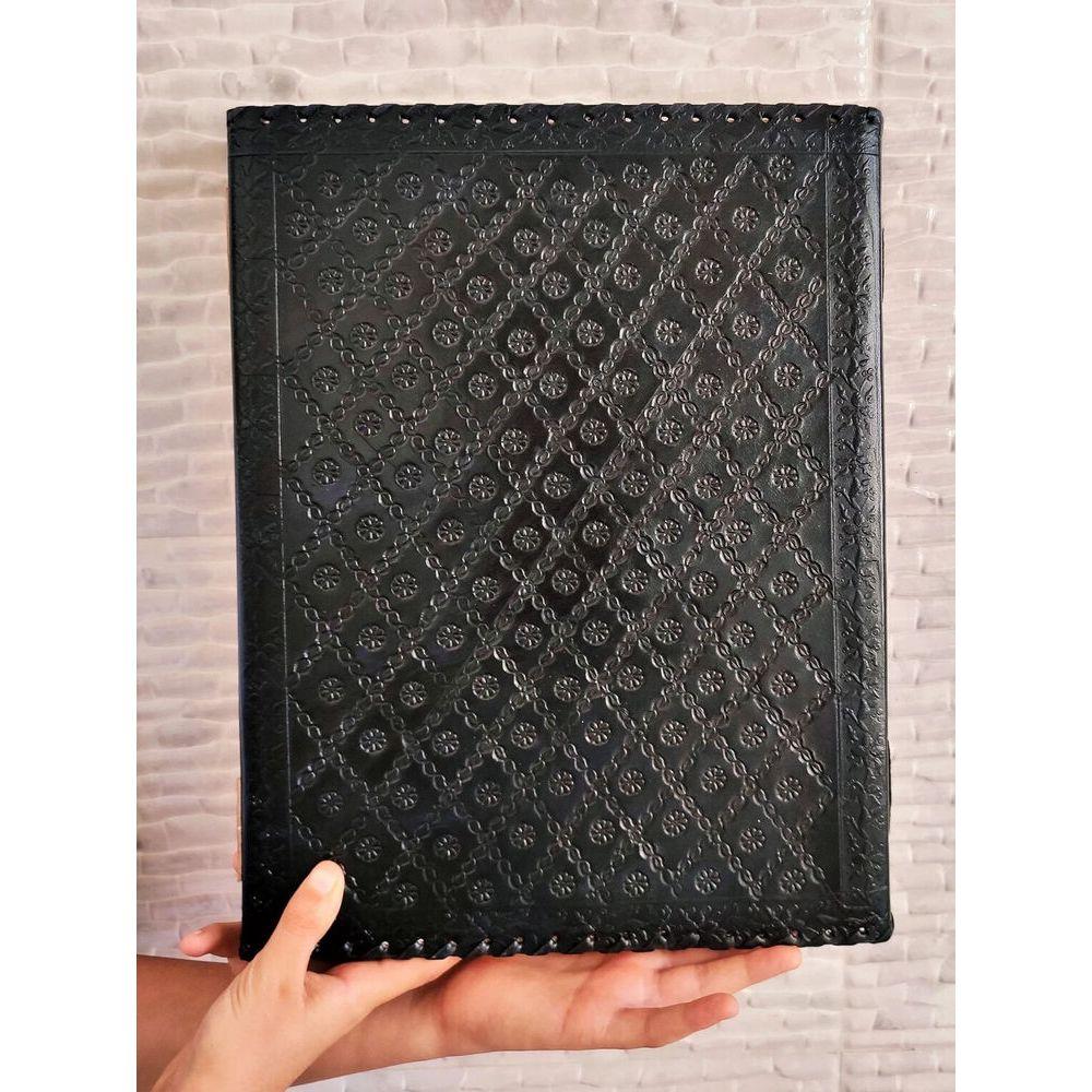 EXTRA LARGE Big Real Leather Seven Stone Embossed Book Journal Notebook