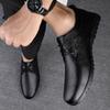 New 2024 Men Dress Shoes Genuine Leather Breathable Middle Aged Business Round Toe Wedding Footwear Male Flat